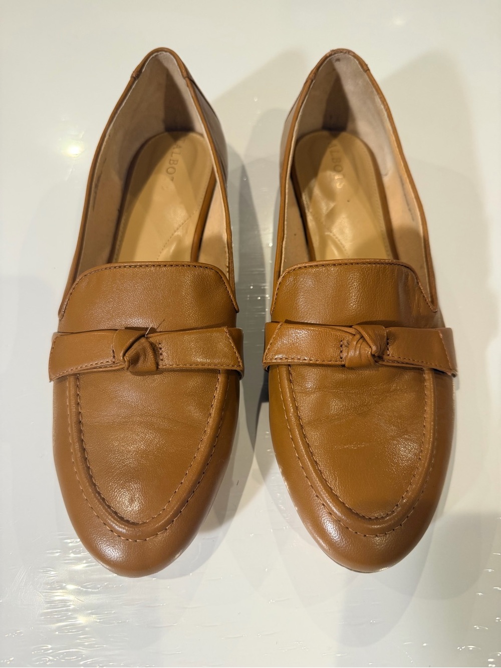 Talbots Cognac Leather Knot Loafers